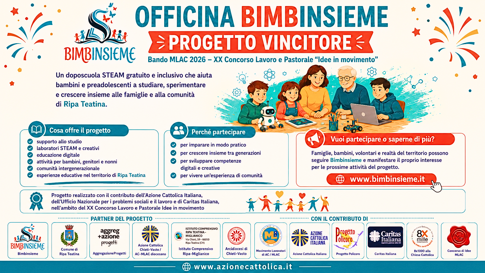 Locandina originale orizzontale di Officina BimbInsieme, progetto vincitore